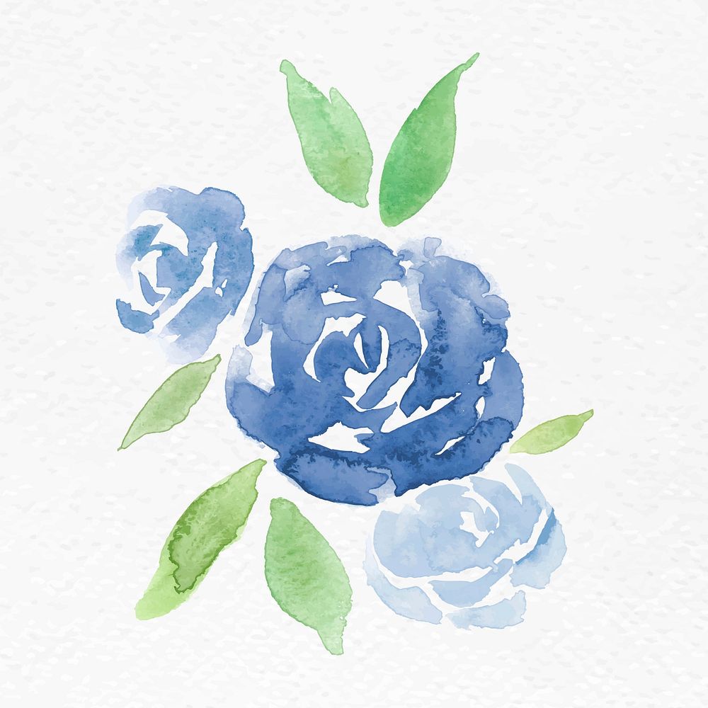 Blue rose flower watercolor vector spring seasonal graphic