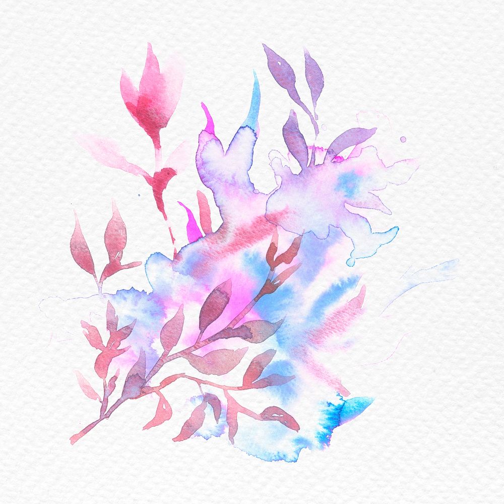 Watercolor leaf pink floral psd spring seasonal graphic