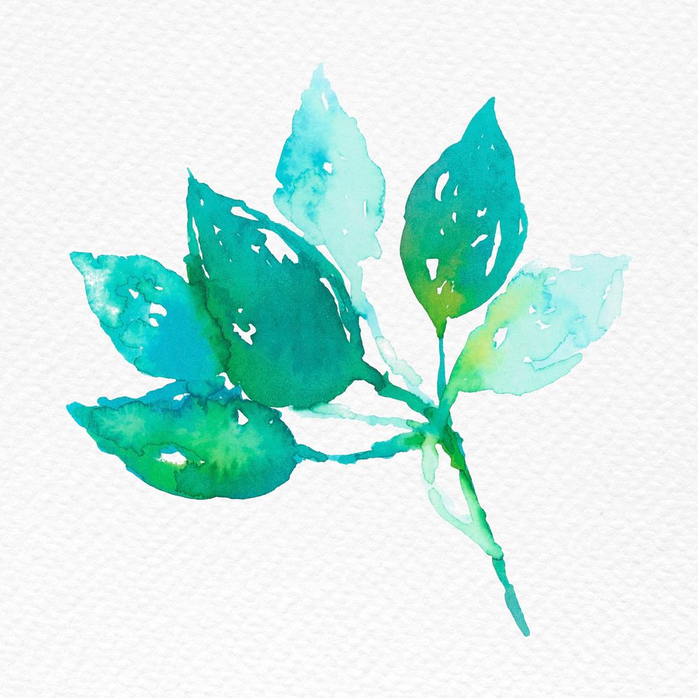 Watercolor leaf green floral psd spring seasonal graphic
