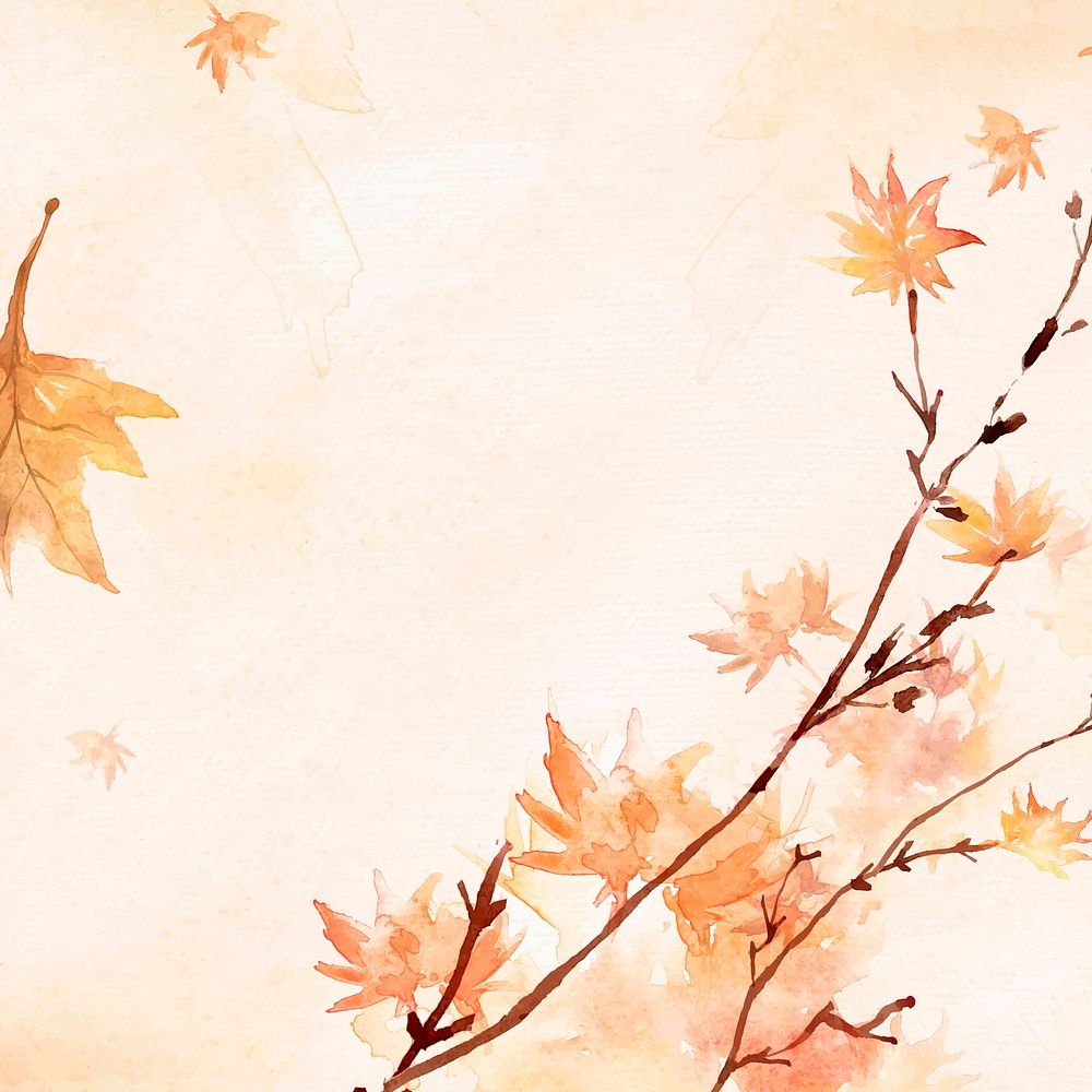 Maple leaf border background vector in orange watercolor autumn season