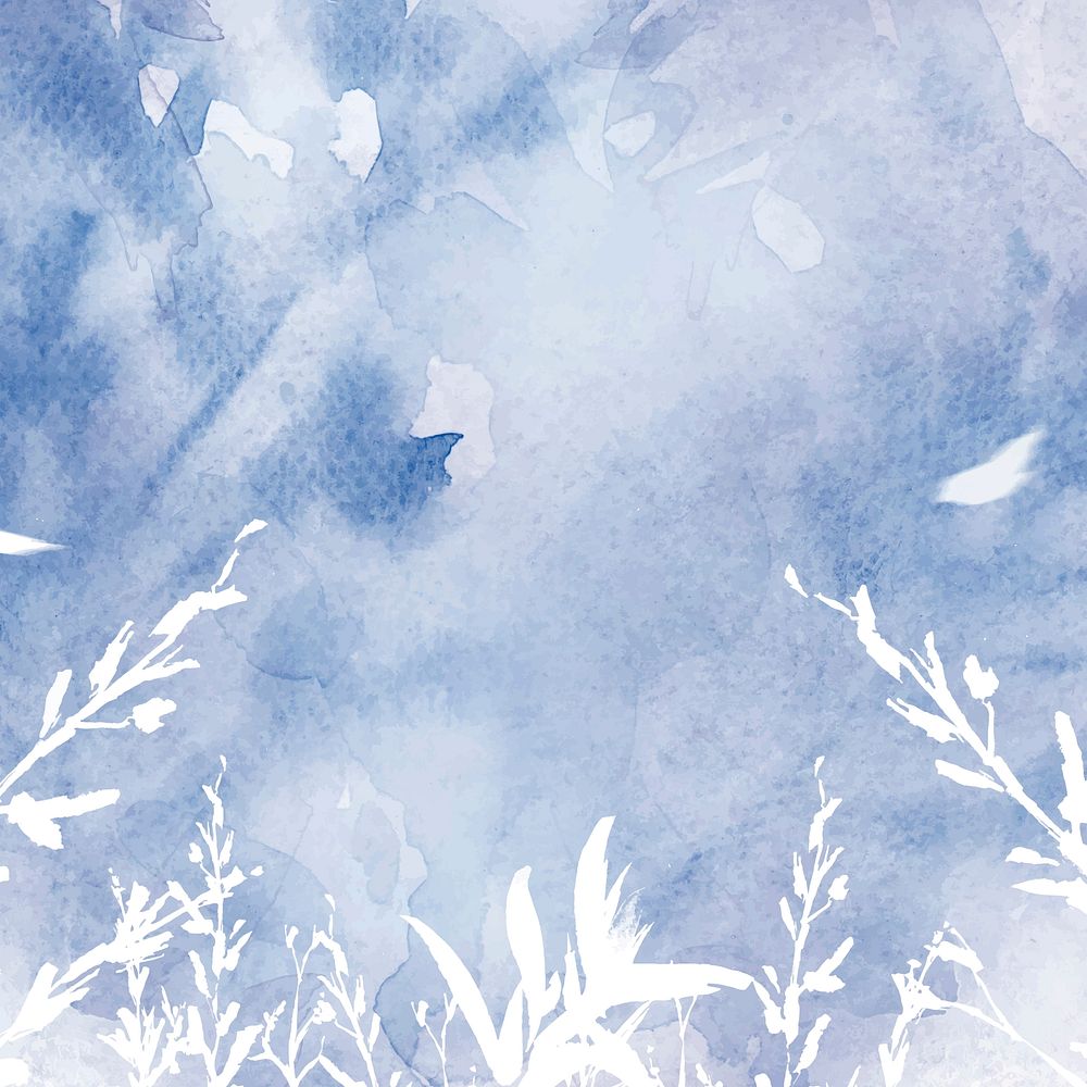 Aesthetic leaf watercolor background vector in purple winter season