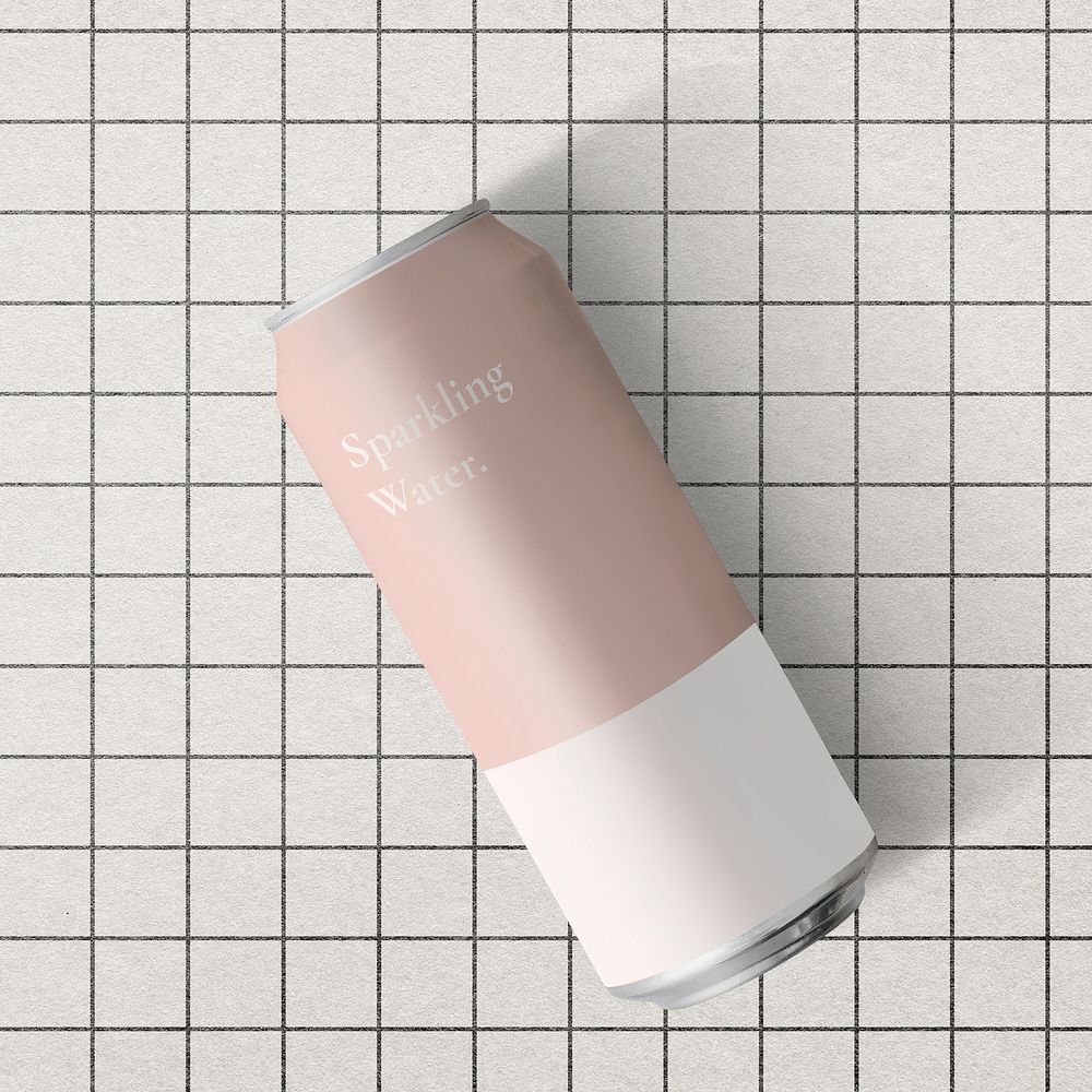 Pink soda can mockup psd beverage product packaging