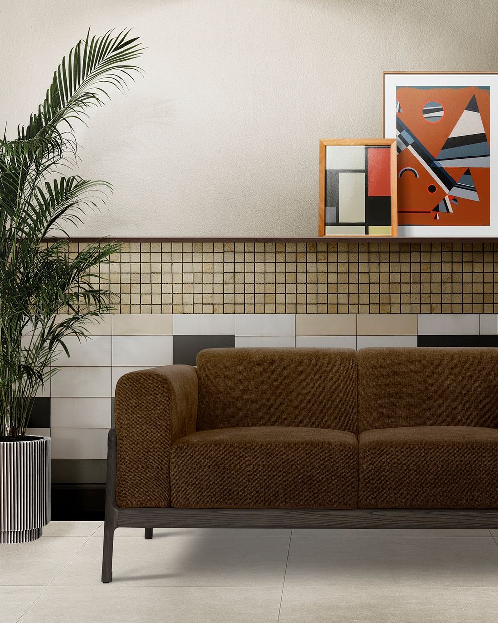 Interior and frame mockup psd with modern living room design
