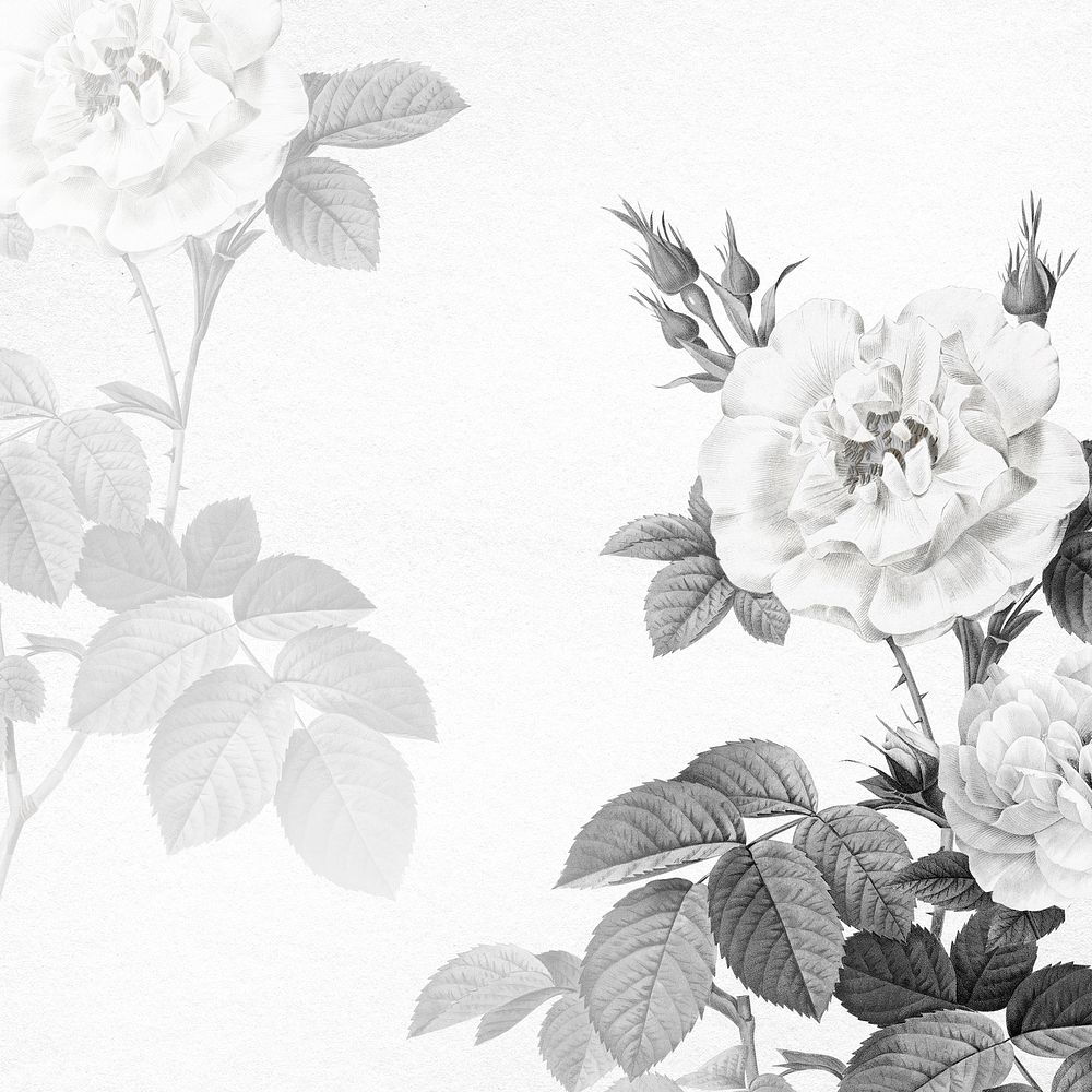 Flower wedding background, aesthetic border design psd, remixed from vintage public domain images