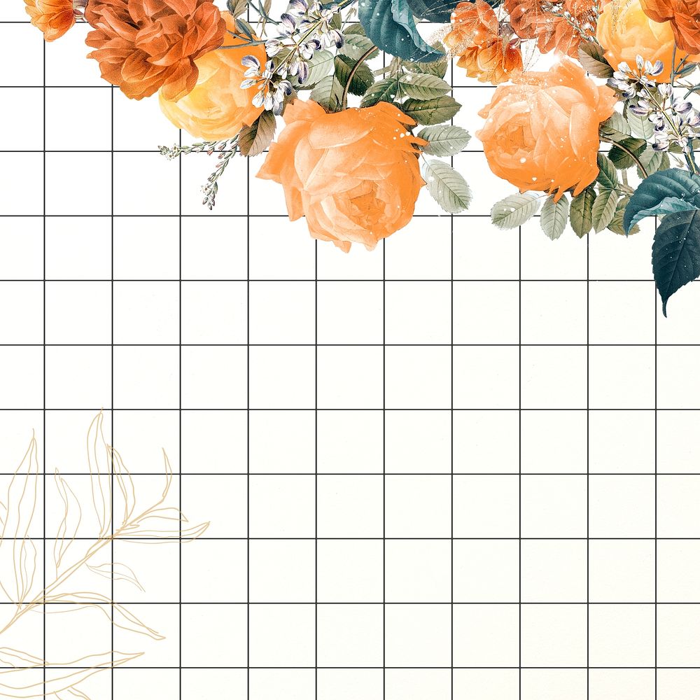 Flower wedding background, watercolor border design psd, remixed from vintage public domain images