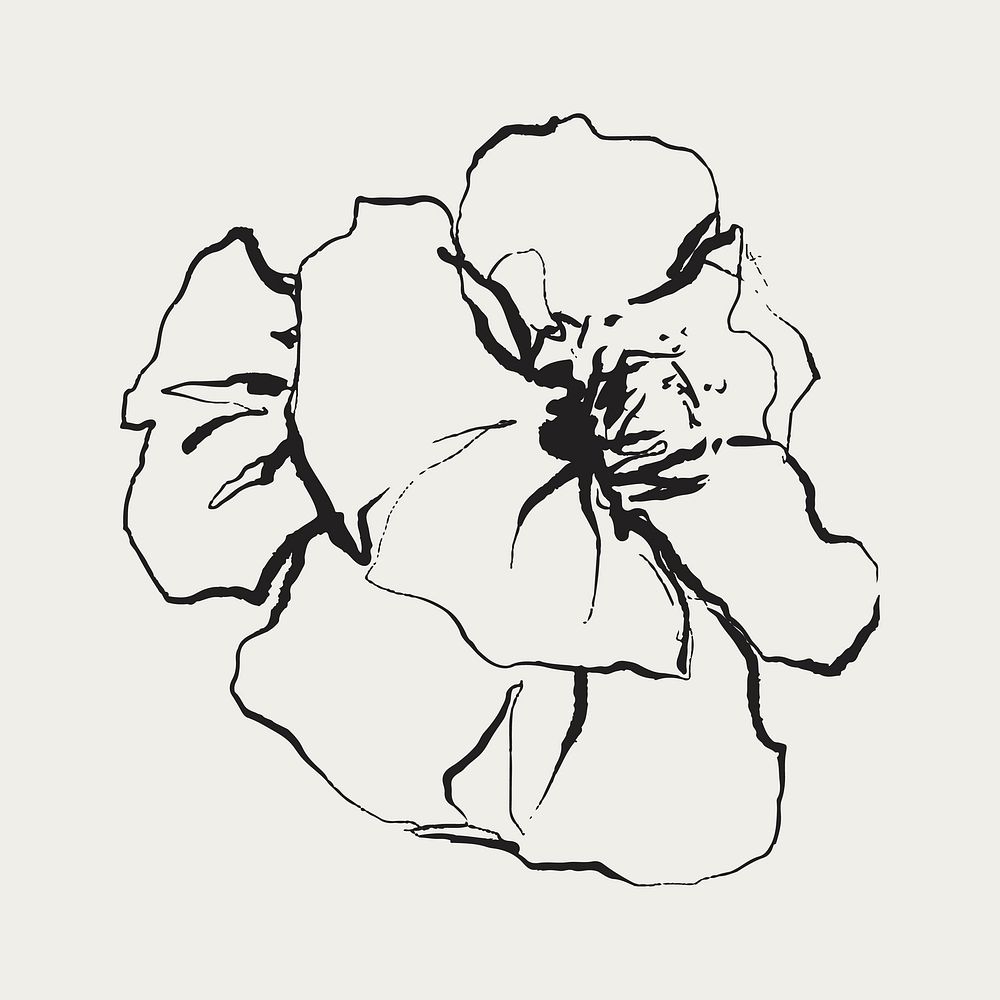 Flower doodle illustration vector, remixed from vintage public domain images