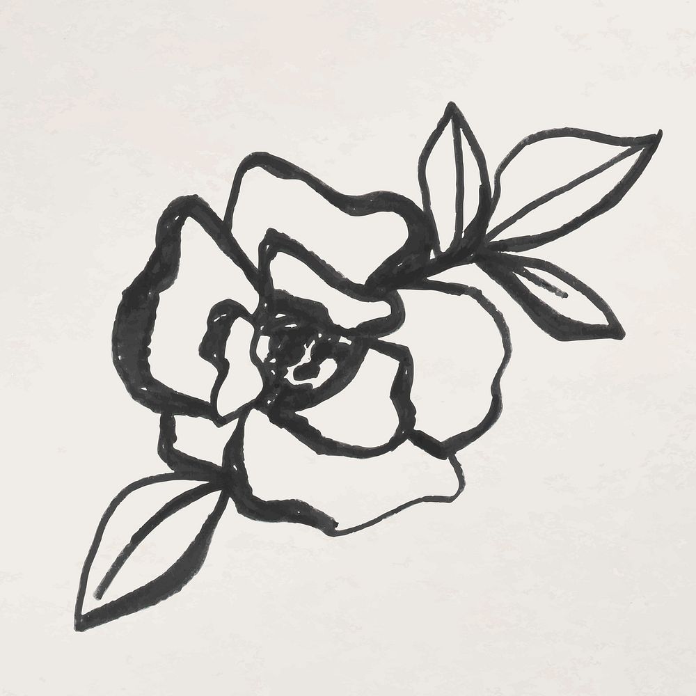 Flower doodle illustration vector, remixed from vintage public domain images
