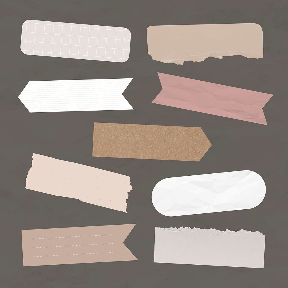 Digital washi tape vector element set, pink digital sticker packs