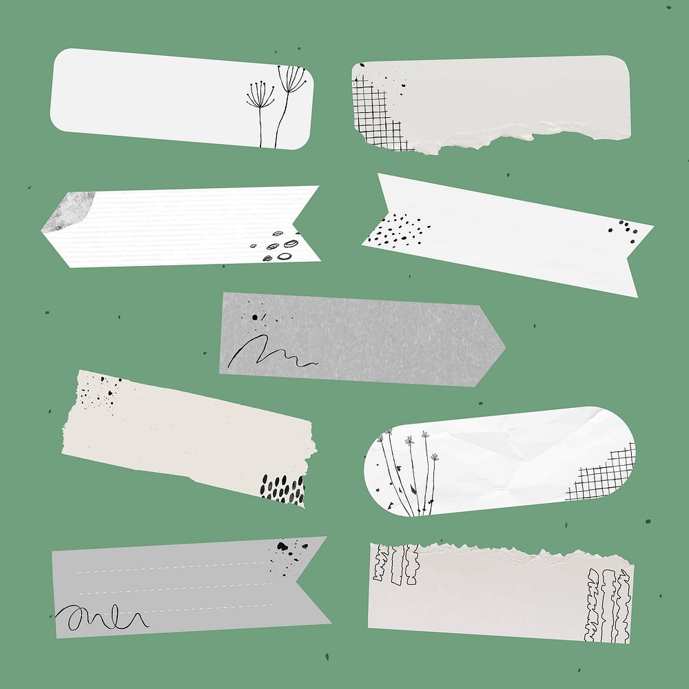 Digital washi tape vector element set with memphis drawing