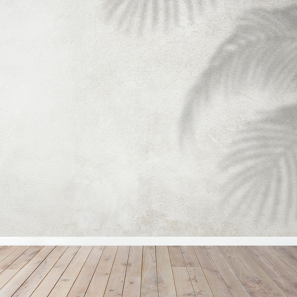 Room mockup tropical shadow psd, palm leaf design on gray wall