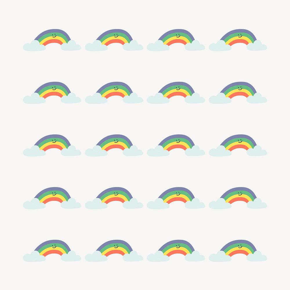 Doodle pattern brush illustration vector rainbow seamless set