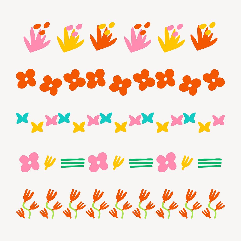 Seamless flower brush illustration vector set
