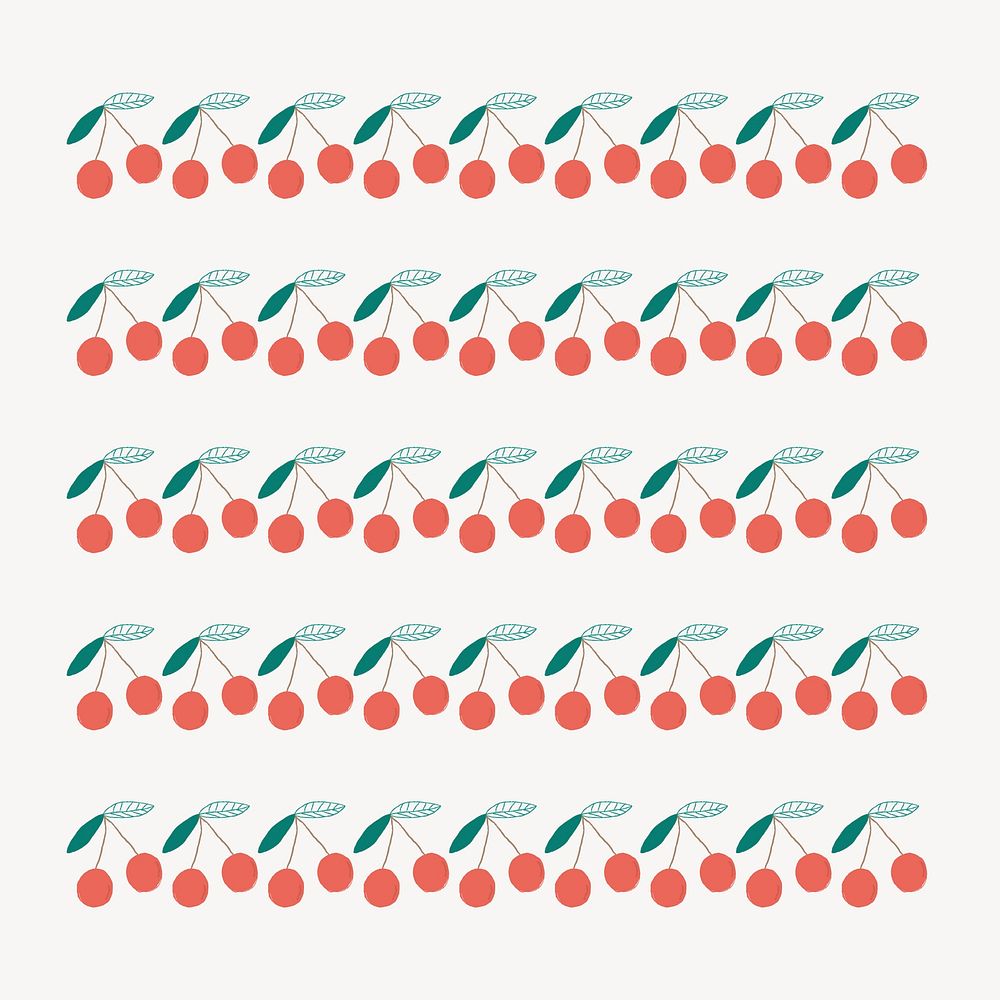 Cherry illustration brush vector doodle seamless pattern brush set