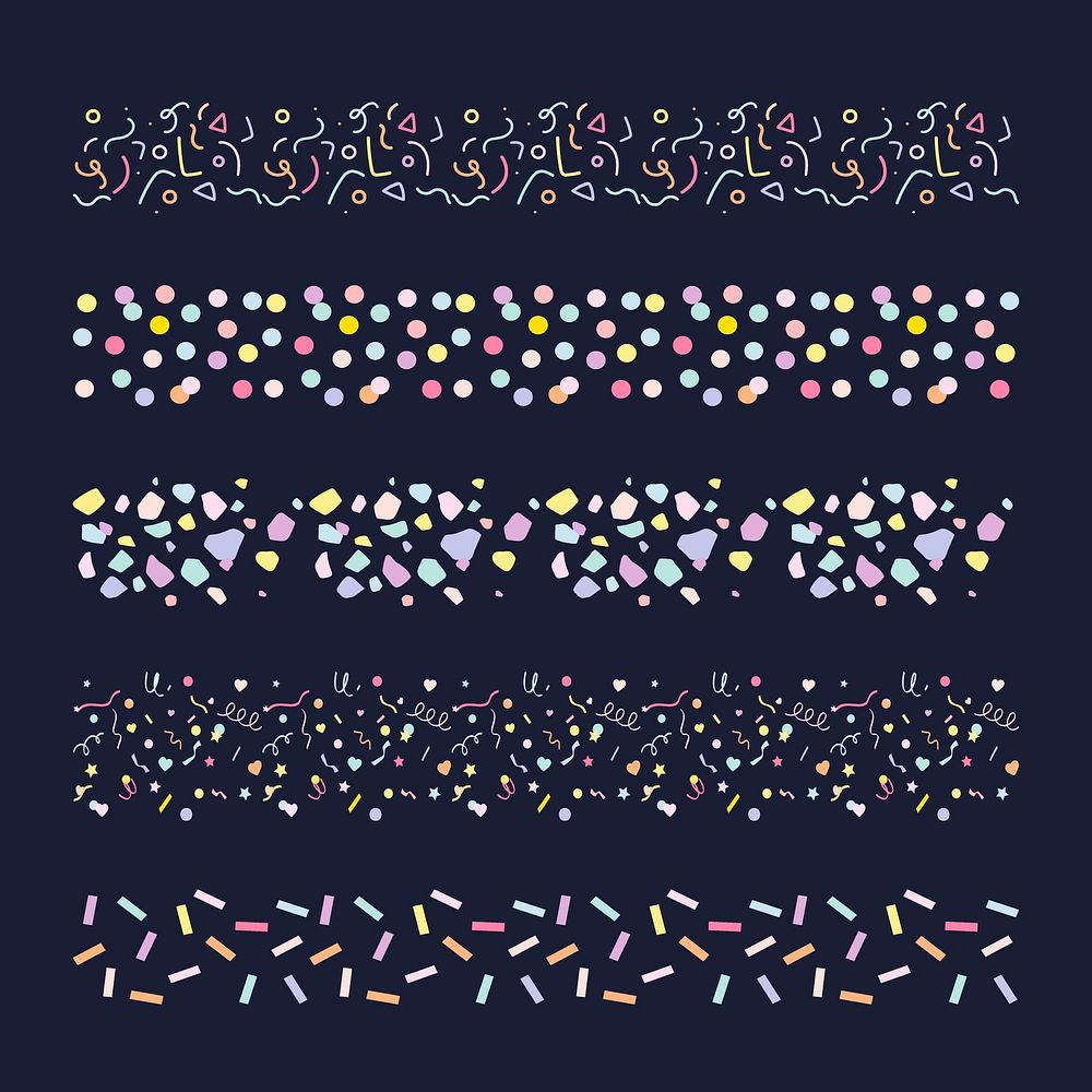 Seamless confetti brush stroke illustrator vector set