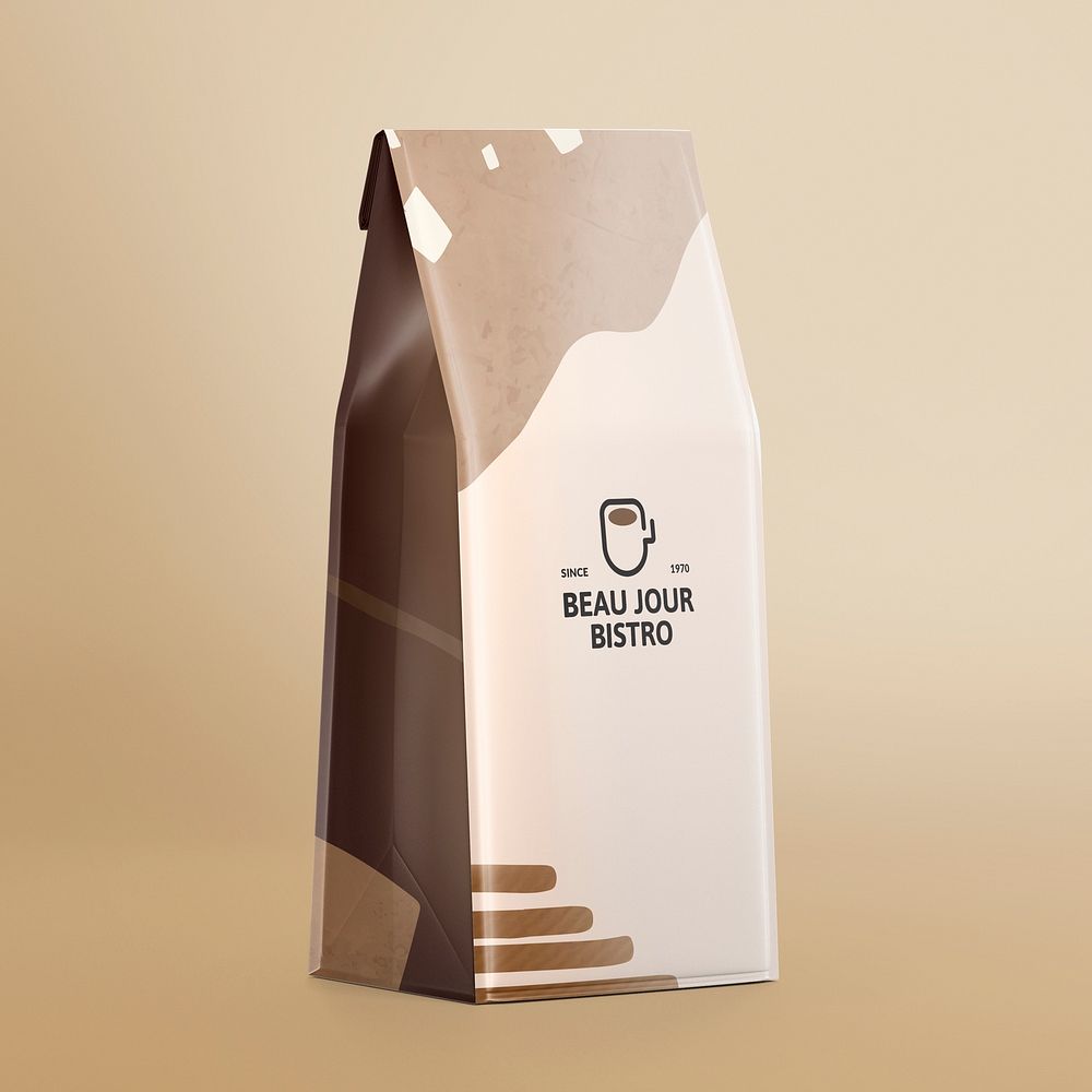 Coffee bag mockup, aesthetic customizable design psd