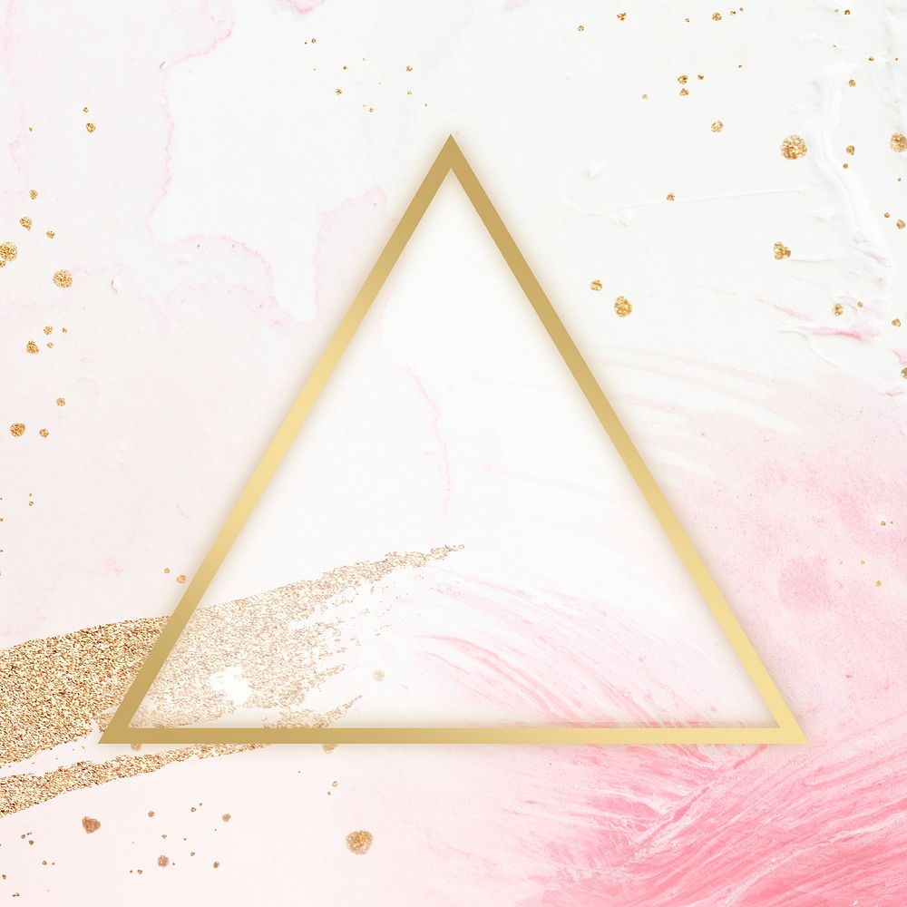 Gold triangle frame on a pink background illustration