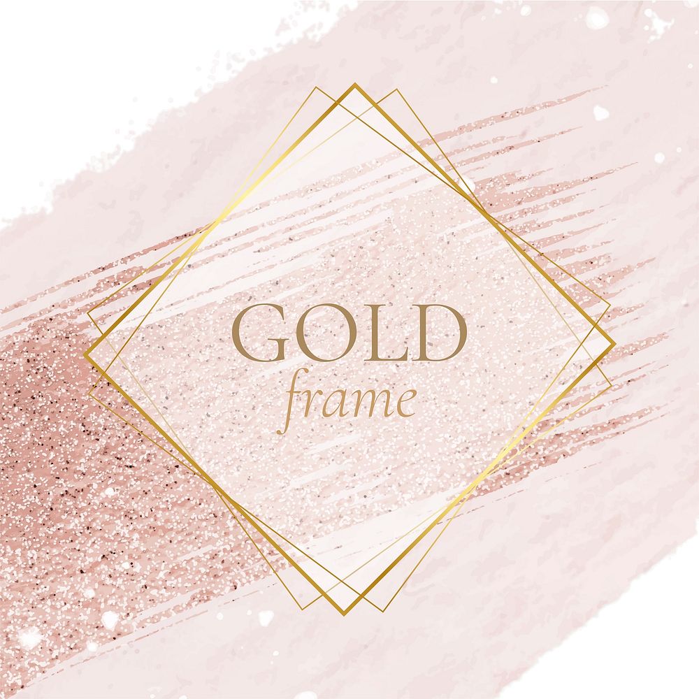 Aesthetic golden frame, luxury pink design vector