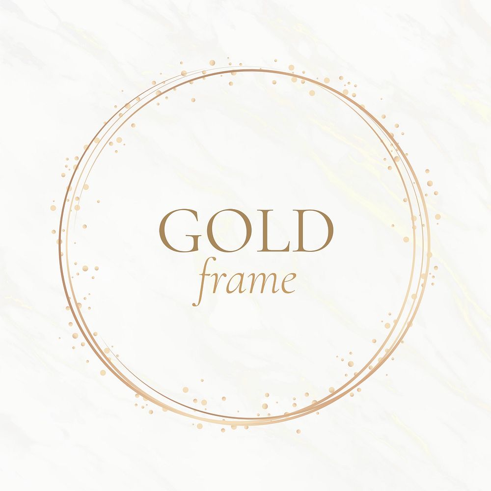 Gold circle frame on a white marble background illustration