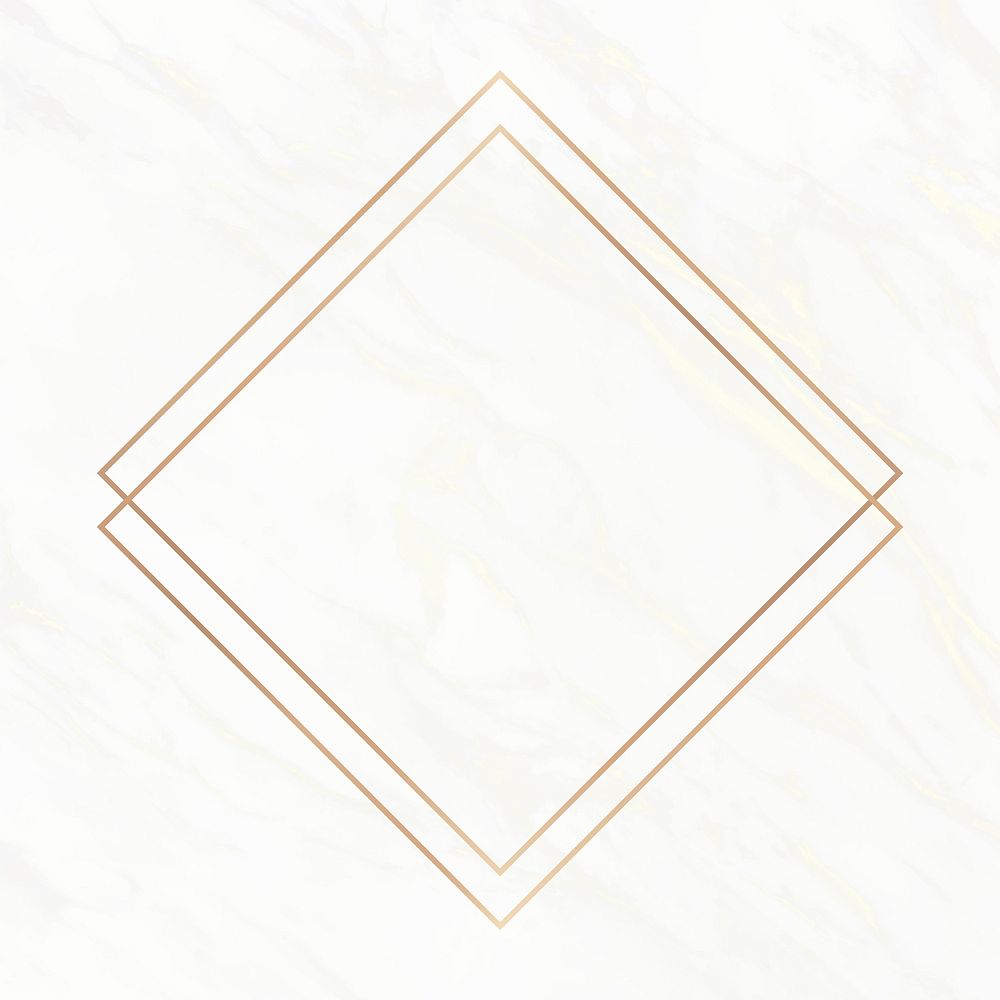 Gold rhombus frame on a white marble background vector