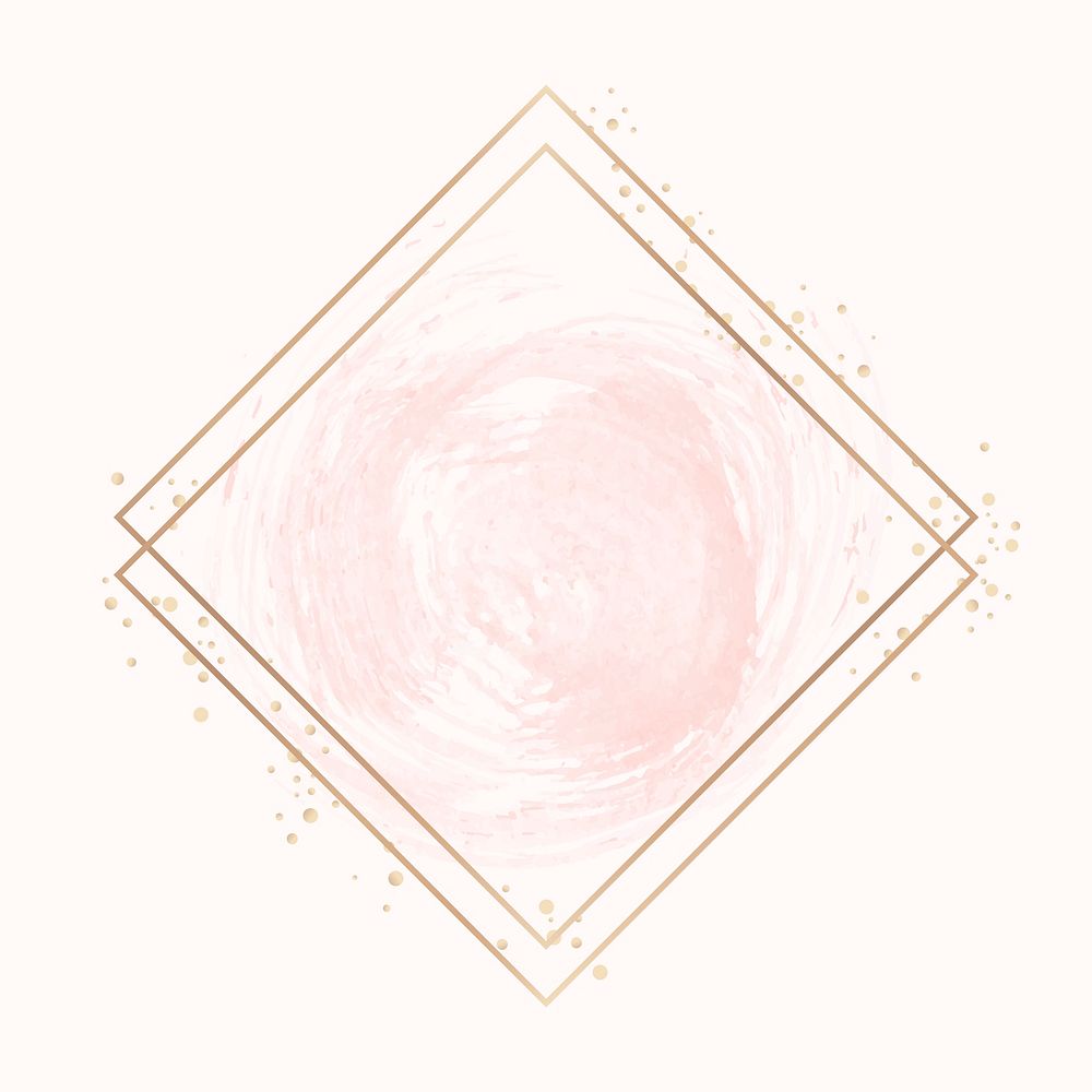 Gold rhombus frame on a pastel pink background vector