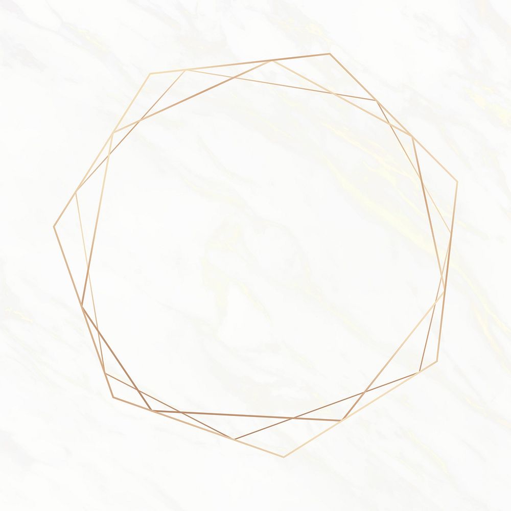 Gold geometric frame on a white marble background vector