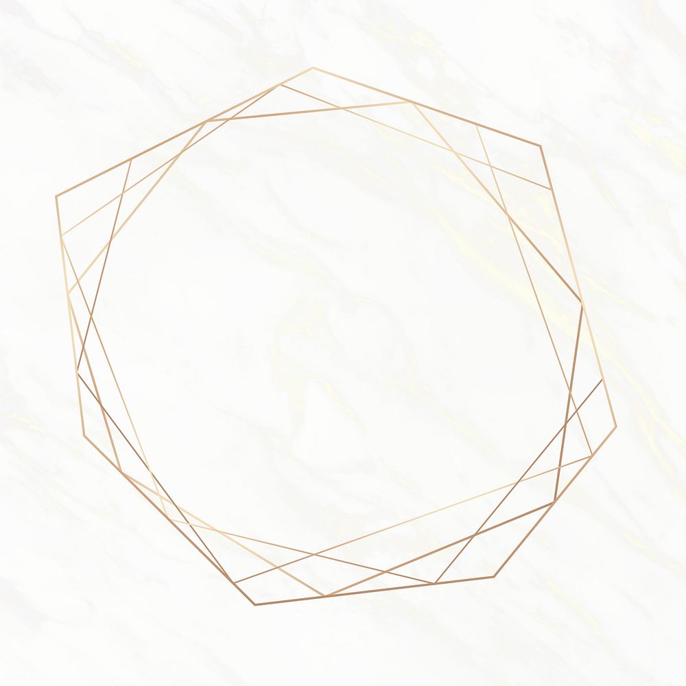 Gold geometric frame on a white marble background vector