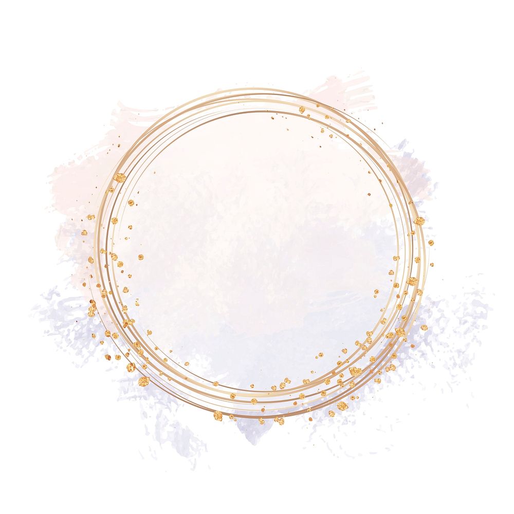 Gold circle frame on a pastel pink and purple background illustration