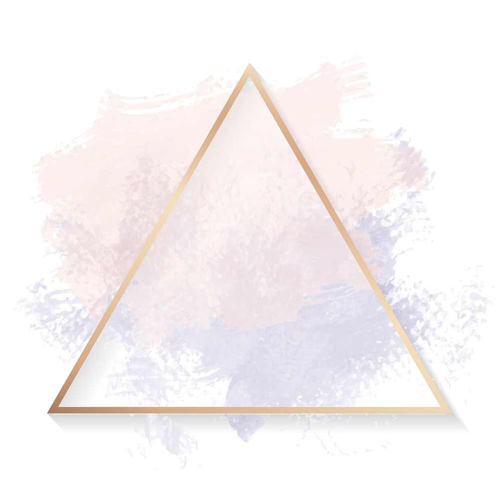 Gold triangle frame on a pastel pink and purple background illustration