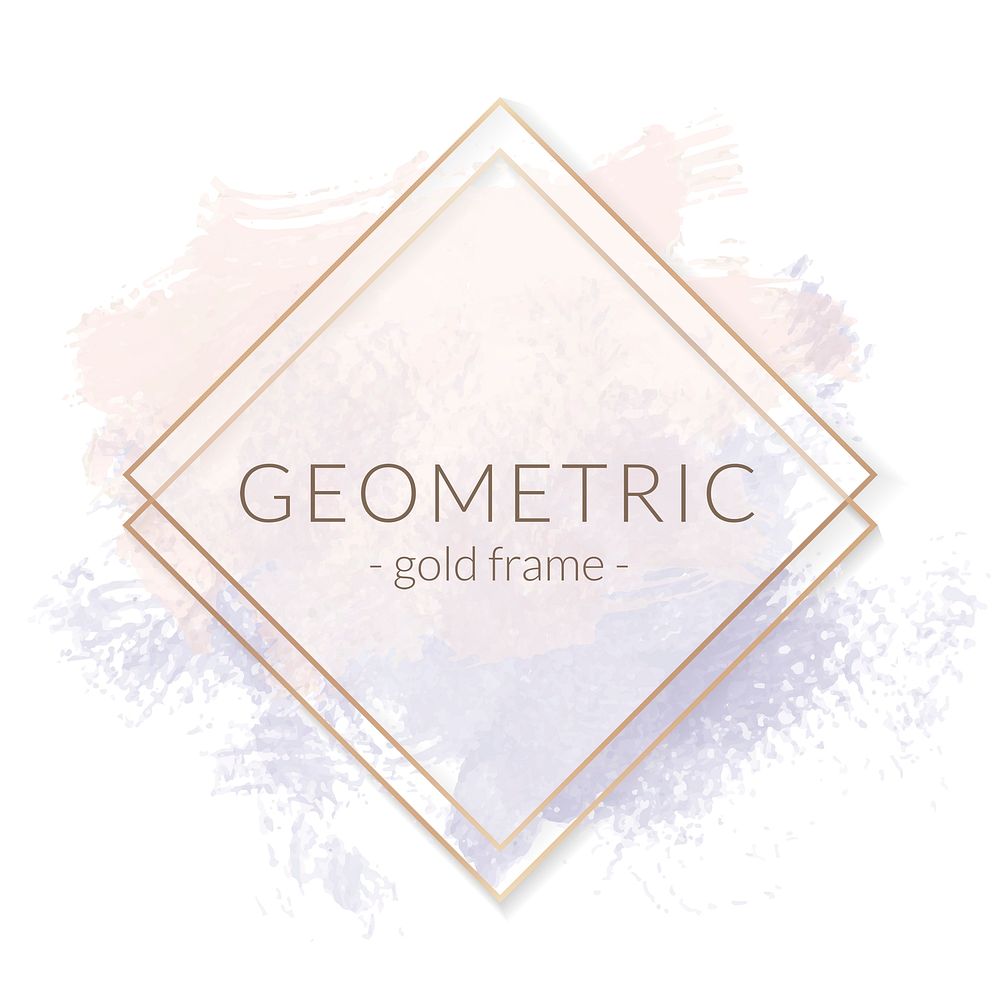 Gold rhombus frame on a pastel pink and purple background illustration