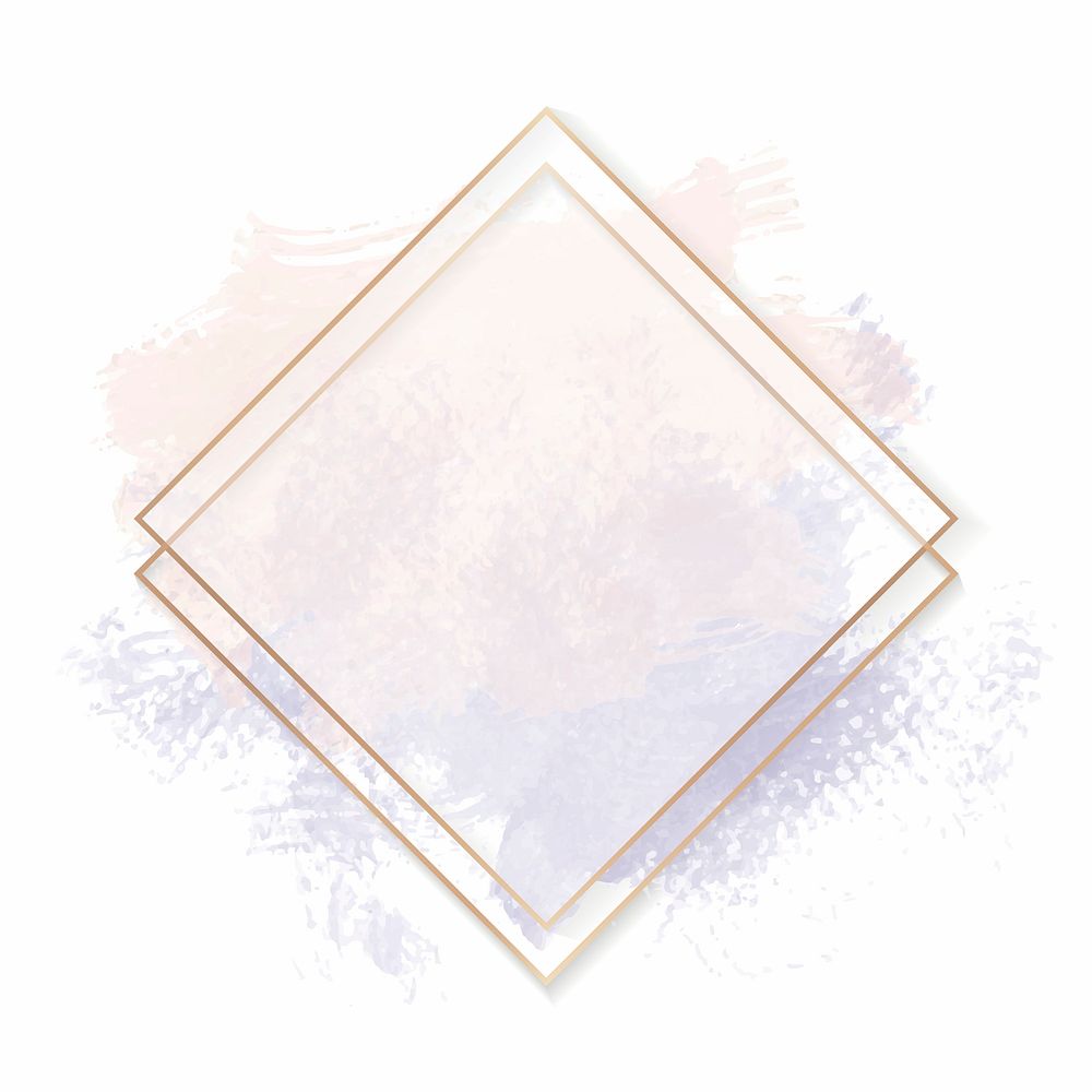 Gold rhombus frame on a pastel pink and purple background vector