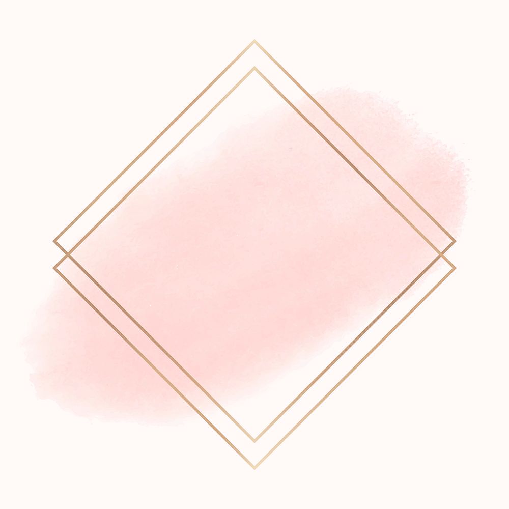 Gold rhombus frame on a pastel pink background vector