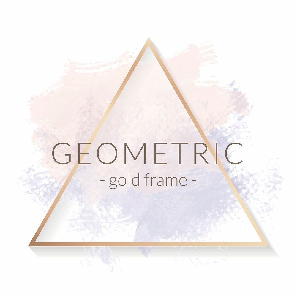 Gold triangle frame on a pastel pink and purple background vector