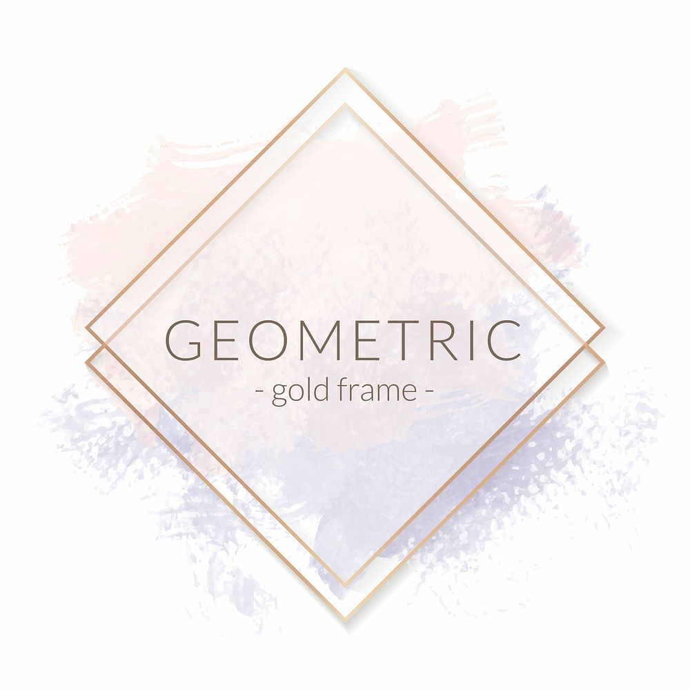 Gold rhombus frame on a pastel pink and purple background vector