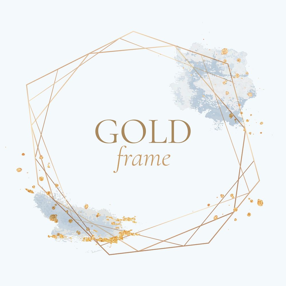 Gold geometric frame on a white background vector