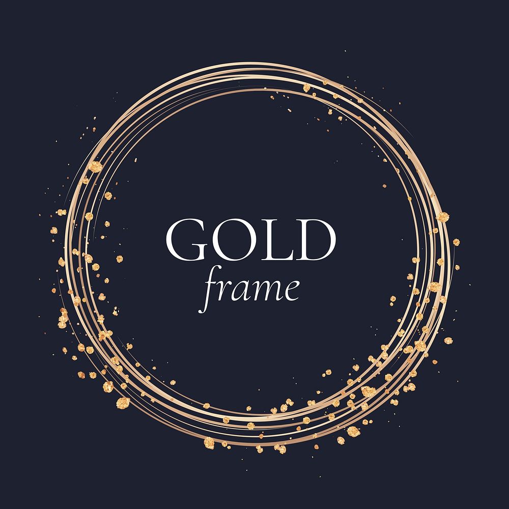 Gold circle frame on a black background vector