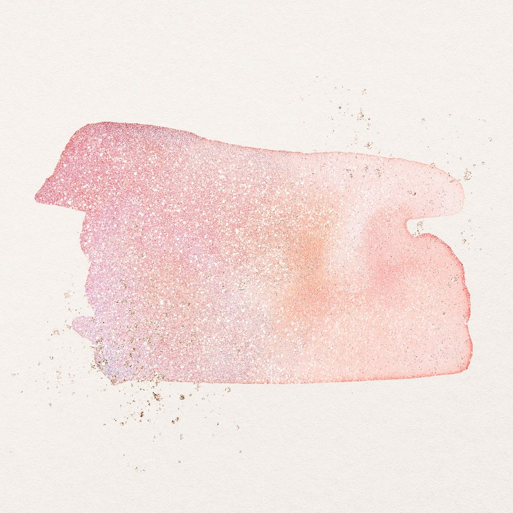 Pink watercolor glitter brush stroke psd aesthetic graphic