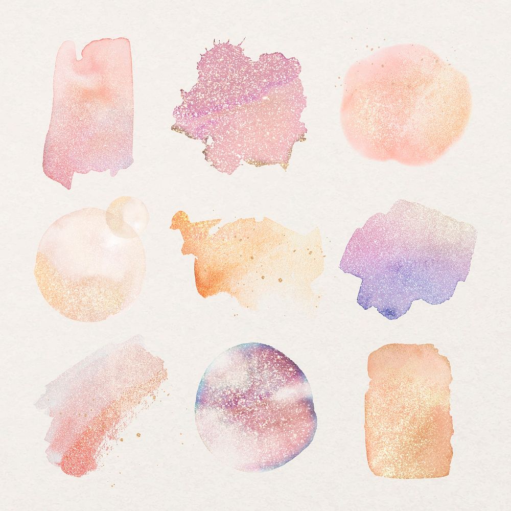Aesthetic watercolor graphic stickers, pink vector design