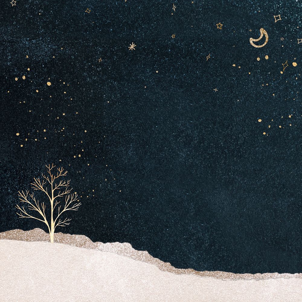 Winter night Instagram post background, festive holiday design