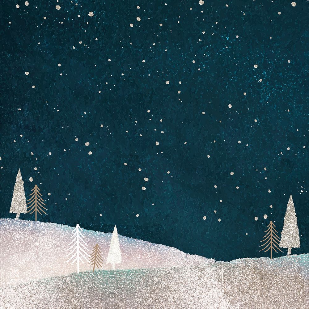 Winter night Instagram post background, festive holiday vector