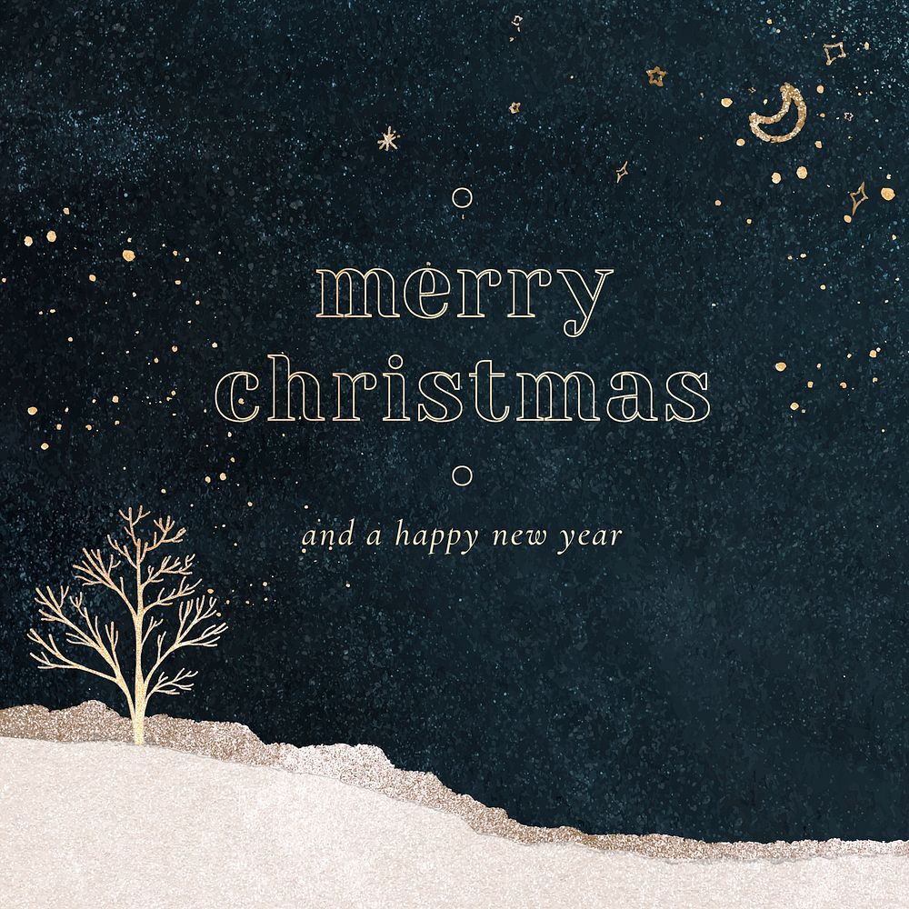 Merry Christmas Facebook post template, holiday greetings for social media vector