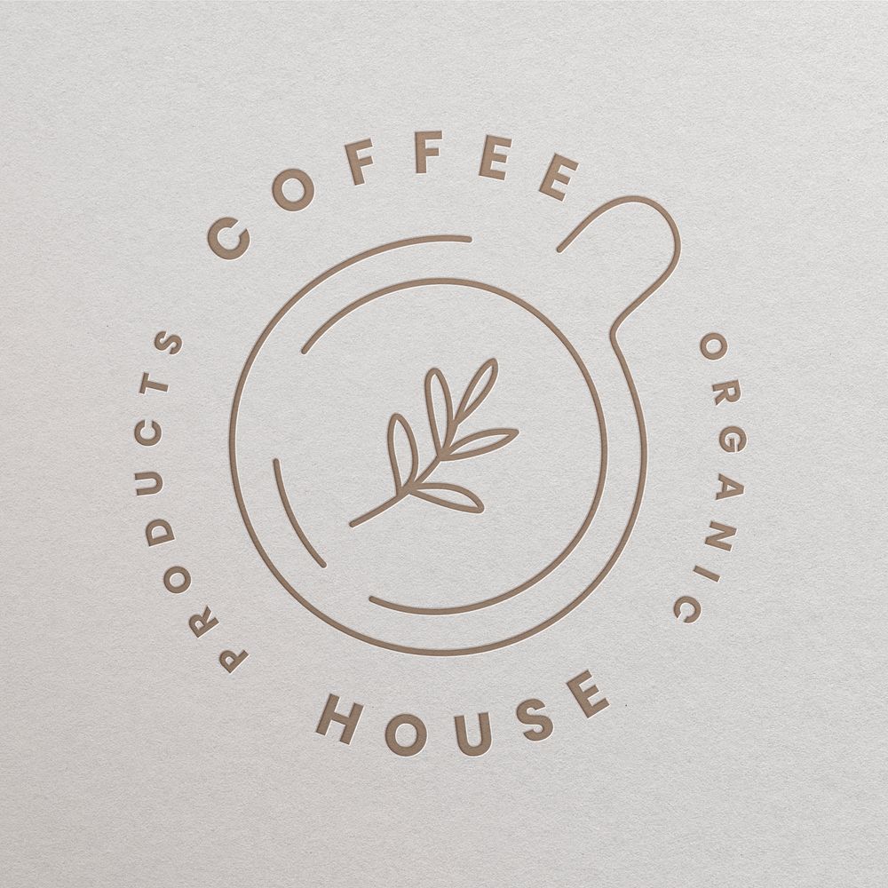 Cafe business logo effect, letterpress in minimal botanical template design psd