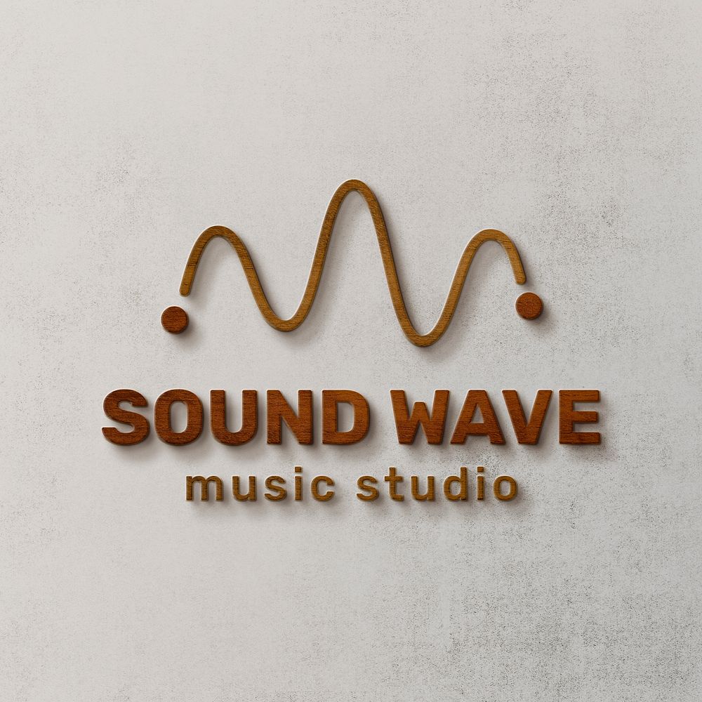 3D wood logo effect, music studio, modern professional template psd