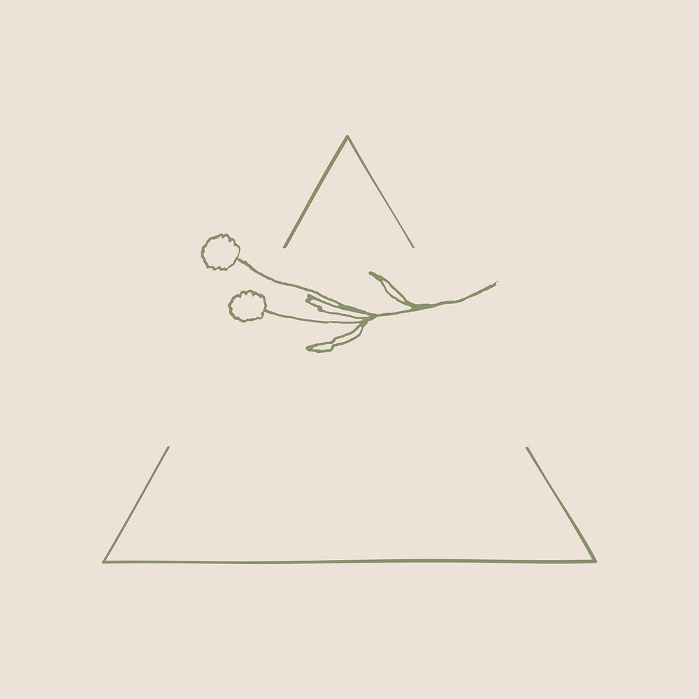 Botanical triangle frame logo psd, design element