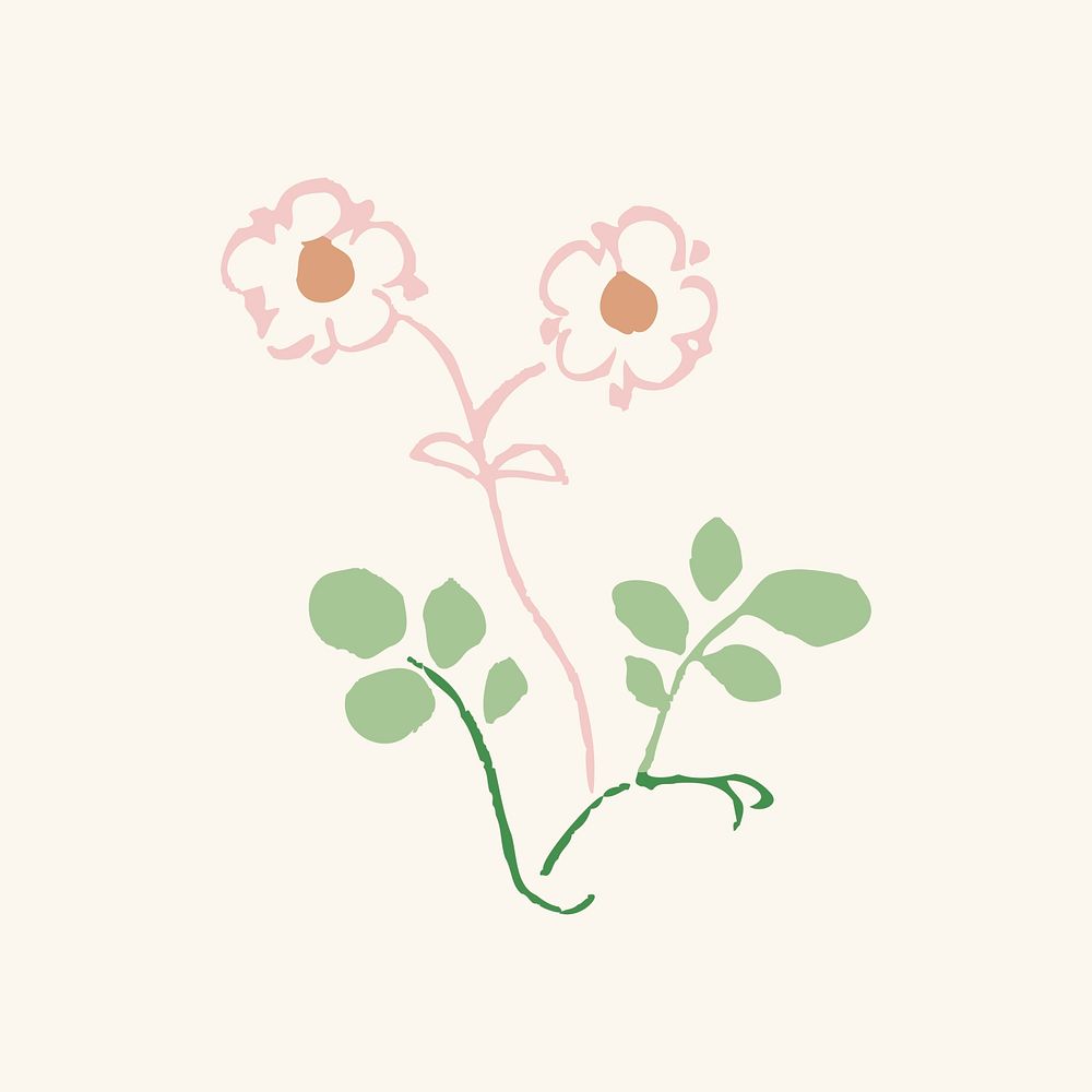 Vintage flower psd, cute sticker design