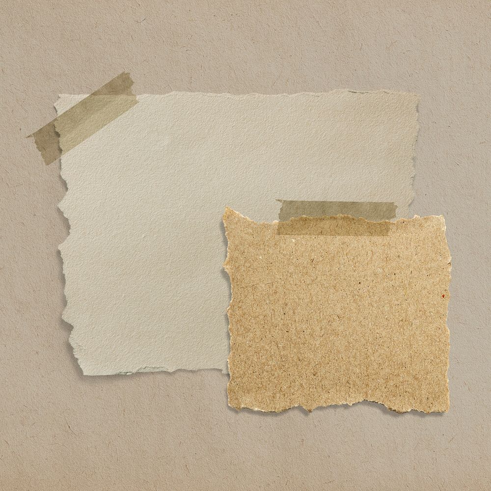 Ripped note paper, brown blank design space