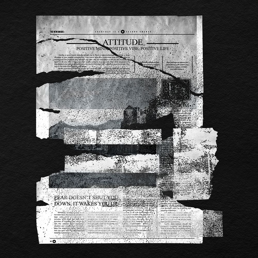 Vintage newspaper, glued to a wall psd