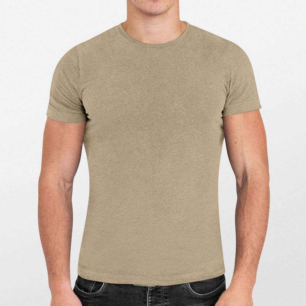 Casual tshirt mockup, simple beige | Premium PSD Mockup - rawpixel