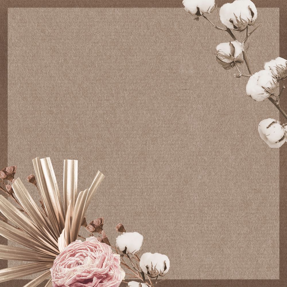 Flower border frame Facebook Instagram post background, earth tone design psd