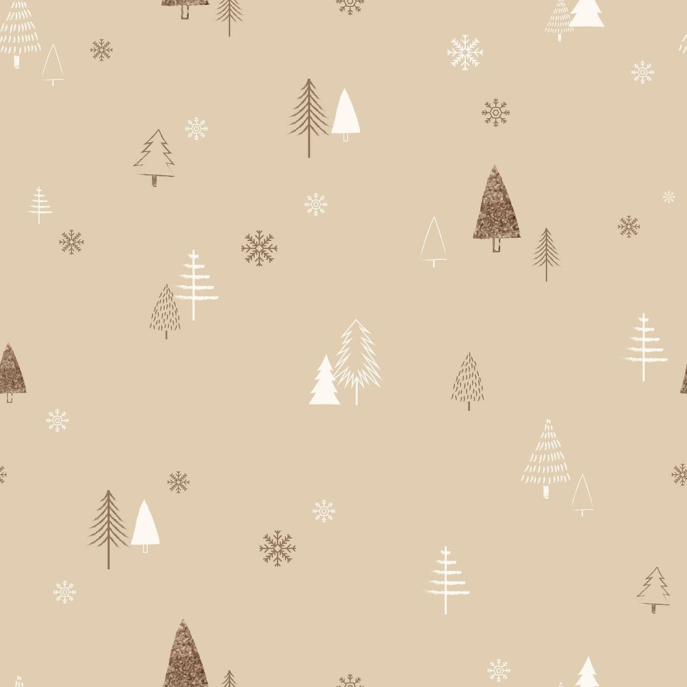 Christmas tree background, cute beige pattern psd