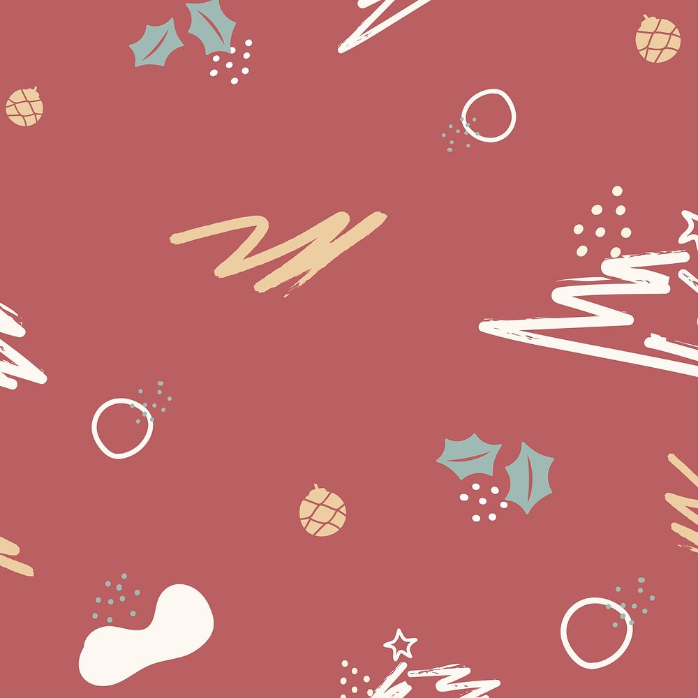 Red Christmas pattern background, festive winter vector